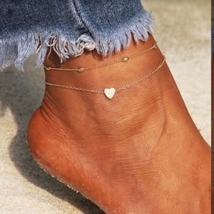Gold plated heart bib anklet